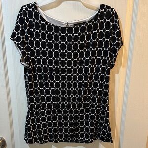 White House Black Market Peplum Blouse Black and White